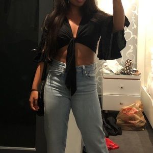 LA Hearts tie up crop top